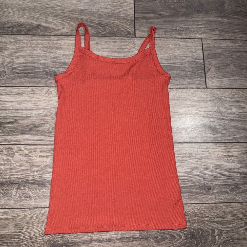 No Boundaries Rust Orange Ribbed Camisole Tank Top Small 3-5 Slim Fit Scoop Neck